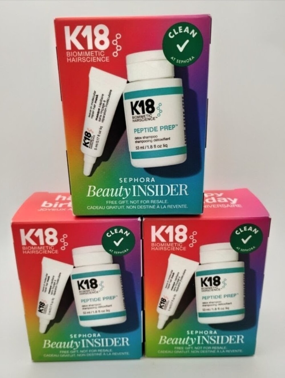 3-K18 Peptide Prep Detox Shamoo & Leave In Molecular Repair Masks Sets BNIB